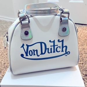 HOLOGRAM & WHITE VON DUTCH BOWLING SMALL BAG